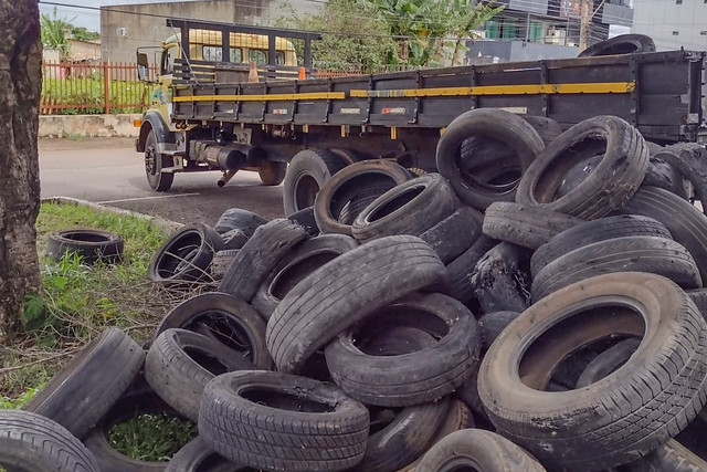 GDF Presente recolhe 300 pneus no SAAN para combater o Aedes aegypti