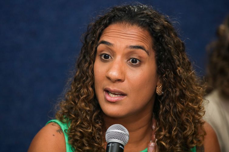 Brasília (DF) 03/08/2023 - Ministra da Igualdade Racial, Anielle Franco na apresentação do relatório do grupo de trabalho (GT) de combate ao racismo no esporte. Foto: Wilson Dias/Agência Brasil.